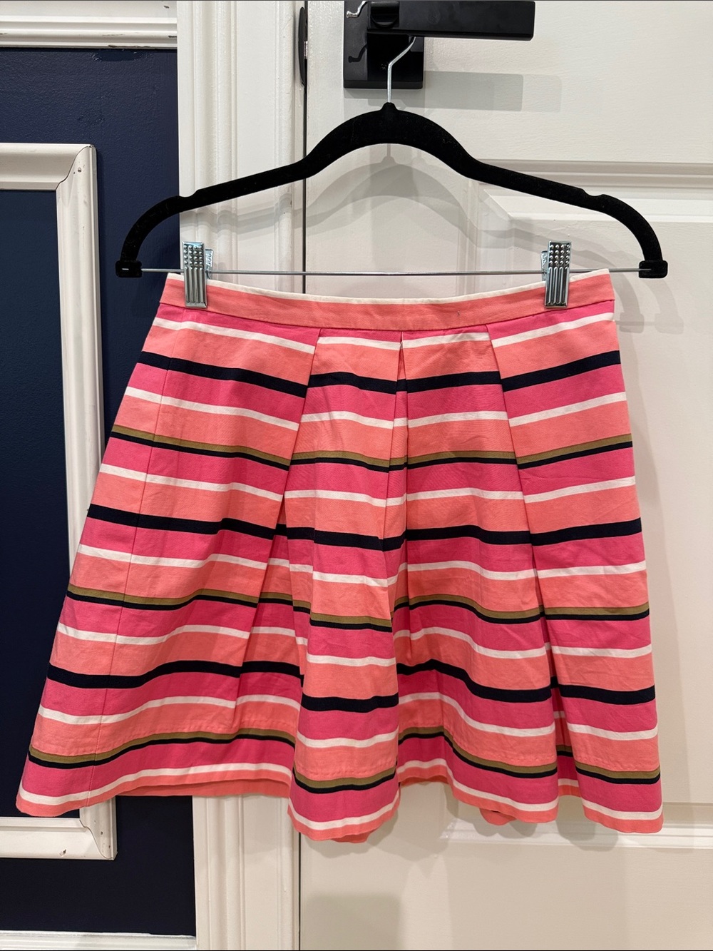 GAP Pink Striped Circle Skirt with Navy & Olive Bands